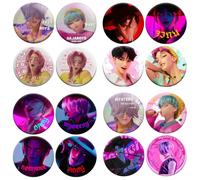 Shein Set de 4 piezas de 58mm Pines coleccionables del grupo virtual de K-pop - Pines de personajes impresos en HD, mercancía de fans para conciertos, regal