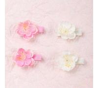 Shein Set de 4 piezas de accesorios para el cabello de niña, pasadores de cabello con flores, pasadores de cabello con flores 3D, pasadores de cabello dulce