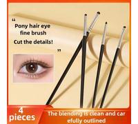 Shein Set de 4 piezas de brochas de maquillaje para sombras de ojos y delineador, para un difuminado fino, incluye brocha para cejas, brocha para sombras de
