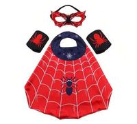 Shein Set de 4 piezas de capa, máscara y protector de muñeca de superhéroe, set de disfraz para juego de rol, adecuado para fiestas de cumpleaños, Halloween