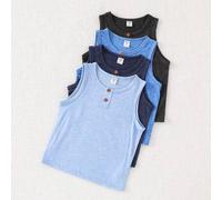 Shein Set de 4 piezas de chaleco de punto sin mangas con cuello redondo para niños, cómodo, transpirable, que absorbe la humedad, de moda, adecuado para uso