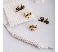 Shein Set de 4 piezas de decoración de cordones de zapatos DIY, con diseños de corazón y sonrisa, adecuado para todos los zapatos con cordones, decoraciones