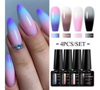 Shein Esmalte De Uñas De Gel Térmico De 7 Ml Marrón Café De Cambio De Color De Temperatura De 3 Capas, Barniz De Gel Semipermanente Remojable En Uñas De Gel