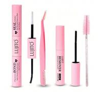 Shein Set de 4 piezas de pegamento para pestañas, 10ml de adhesivo para pestañas individuales con súper fuerza de fijación, kit de extensión y removedor de