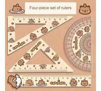 Shein Set de 4 piezas de reglas acrílicas de Capibara: Transportadores, reglas y compases de alta calidad - Perfectos para escuelas u oficinas - ¡Llena tu e