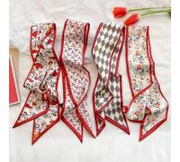 Shein Set de 4 piezas Diadema con estampado floral rojo estilo francés para uso casual, elegante, diario y como decoración de regalo. Diadema turbante, diad