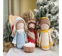 Shein Set de 4 piezas, Kit de Ganchillo para Principiantes - Juegos de Ganchillo Adorables que incluyen Nacimiento de Jesús, María y José, con decoraciones