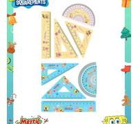 Shein Set de 4 reglas transparentes con diseños de Bob Esponja y Patricio Estrella, regla de dibujo y medición de acrílico con diseños de dibujos animados p