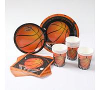 Shein Set de 40 piezas de vajilla desechable de papel con temática de baloncesto, que incluye: 8 platos de papel de 7 pulgadas, 8 platos de papel de 9 pulga