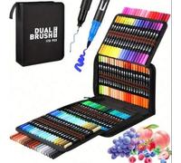 Shein Set de 48-168 colores de rotuladores de punta doble, punta media, para dibujo, caligrafía, diarios y rotulación manual - Gama de colores mixtos, no im