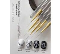 Shein Set de 5/15/21 piezas de herramientas profesionales para el arte de uñas y set de brochas para delineador, brochas finas para pintura de uñas de gel,