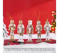 Shein Set de 5 adornos de Cascanueces, Muñeco de madera creativo de soldado, Decoración navideña de Cascanueces para colgar en el árbol de Navidad, Adecuado