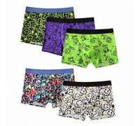 Shein Set de 5 calzoncillos tipo bóxer con estampado de rostros sonrientes de caricatura, estilo streetwear para todas las estaciones, para adolescentes