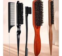 Shein Set de 5 cepillos de cerdas con control de bordes - Para hombres y mujeres - Cepillo profesional de cerdas de crin sin fragancia para peluquería, para