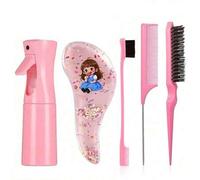 Shein Set de 5 cepillos desenredantes, (6.8 Oz/200ml) Botella de spray de niebla fina continua, Cepillo desenredante de dibujos animados apto para adultos y
