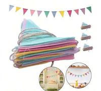 Shein Set de 5 cintas con diseño de bandera, hechas de 60 piezas de material de lino sintético multicolor, adecuadas para fiestas de cumpleaños, bodas, d