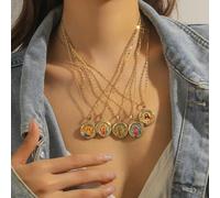 Shein Set de 5 collares con colgante de iconos minimalistas de estilo europeo cristiano de Jesús y la Virgen María, adecuado como regalo para Navidad, San A