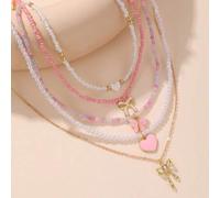 Shein Set de 5 collares con cuentas para niños con colgantes de corazón y mariposa en colores surtidos