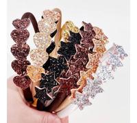 Shein Set de 5 diademas con brillo para niñas, accesorios para el cabello con formas de estrella/corazón/redondas brillantes en múltiples colores, diademas