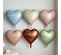 Shein Set de 5 globos de aluminio con forma de corazón romántico de color blanco y caramelo para la decoración de la escena de propuesta del Día de San Vale