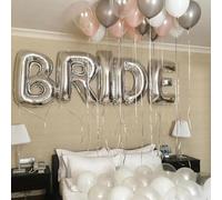 Shein Set de 5 globos de lámina plateados de 30 pulgadas con la palabra NOVIA para decoración de compromiso y boda