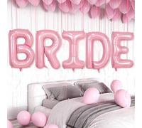 Shein Set de 5 globos gigantes rosas de 40 pulgadas de la novia, bandera de globos de aluminio rosas con la palabra "NOVIA", para decorar despedida de solte