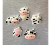 Shein Set de 5 imanes de vaca de dibujos animados lindos, imanes ovalados de plástico para refrigerador y pizarra blanca para decoración del hogar y la ofic