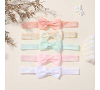Shein Set de 5 lazos elásticos de unicolor para el cabello de niños, set de colores macaron, perfecto para el Día de San Valentín