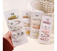 Shein Set de 5 pasadores/pinzas para el cabello con diseños florales, moños, conejitos y princesas para bebés niñas, niñas pequeñas, aptos para el flequillo