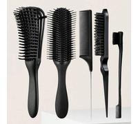 Shein Set de 5 peines para peinado, que incluye cepillo Denman, peine desenredante, peine de 9 filas y 3 filas con peine de bordes, cepillo para esponjar el