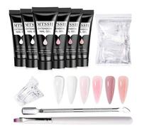 Shein Set de 5 piezas de 20ml de gel de extensión de uñas de policrilato, gel UV LED, gel acrílico cristal blanco, transparente, nude y rosa para construcci