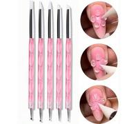 Shein Set de 5 piezas de bolígrafos de arte de uñas de acrílico y silicona de doble extremo, que incluye un bolígrafo de dotting de metal con rhinestones, u