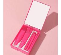 Shein Set de 5 piezas de brochas de maquillaje portátiles con espejo, set de brochas de maquillaje en caja, brocha de polvos multifuncional, brocha de rubor