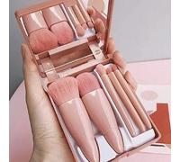 Shein Set de 5 piezas de brochas de maquillaje portátiles con espejo, set de brochas de maquillaje en caja, brocha de polvo multifuncional, brocha de rubor