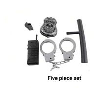 Shein Set de 5 piezas de disfraz de policía, conjunto de vestuario de policía para juego de roles, incluye esposas, walkie-talkie, insignia de policía, silb