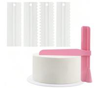 Shein Set de 5 piezas de herramientas para decorar pasteles, incluye alisador de glaseado, raspador de pasteles, raspador dentado de plástico, herramientas