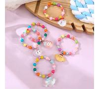 Shein Set de 5 pulseras con personajes de Sanrio, pulseras de cuentas coloridas hechas a mano con los personajes Kuromi, My Melody y KT Cat