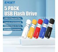 Shein Set de 5 unidades de Unidad flash USB 2.0 de 8GB, Pendrive USB 2.0 de colores de 64GB, 32GB, 16GB, 8GB (Negro, Rojo, Amarillo, Blanco, Azul)