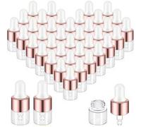 Shein Set de 50/30/10/5/3 piezas de botellas de vidrio de 1ml con tapa de rosca marrón y gotero, tamaño de viaje, recipientes vacíos para aceites, adecuados