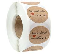Shein Set de 500 etiquetas de papel kraft con la leyenda "Hecho con amor" para sellar sobres, paquetes y artículos de papelería de manualidades, Navidad