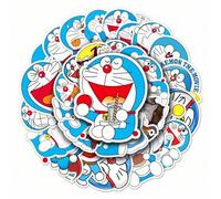 Shein Set de 52 pegatinas de dibujos animados de Doraemon, pegatinas de anime creativas para estuches de teléfono, equipaje y decoración