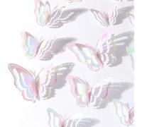 Shein Set de 6/12/24/36/72 piezas de pegatinas de mariposas de papel de colores, modernos decorativos 3D calados de mariposas para decorar paredes en casa