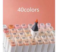 Shein Set de 6/12/40 piezas Marcadores a base de alcohol de punta dual con tonos de piel para dibujo de caricaturas y arte, punta suave + punta ancha, multi