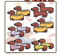 Shein Set de 6/12 piezas de dijes para zapatos de la serie de perros salchicha lindos, dijes de material PVC para decoración de zapatos, adecuados para bols