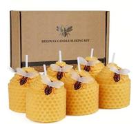 Shein Set de 6/12 velas de cera de abeja, directamente del apicultor, portavelas con forma de abeja, con decoraciones de abeja, adecuado como regalo (amaril