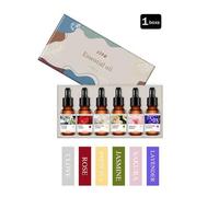 Shein Set de 6 aceites esenciales de aromaterapia - 1 lavanda, 1 flor de cerezo, 1 jazmín, 1 té blanco, 1 rosa, 1 clavo, difusor, vela, piedra aromática, hu