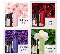 Shein Set de 6 aceites esenciales de aromaterapia - 1 rosa, 1 lavanda, 1 vainilla, 1 sándalo, 1 flor de cerezo, 1 jazmín, difusor, vela, piedra aromática, h