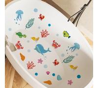 Shein Set de 6 adhesivos de PVC para bañera, con diseño de vida marina de dibujos animados para baño, San Valentín, boda o cumpleaños