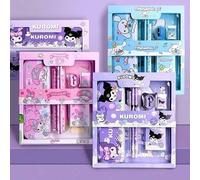 Shein Set de 6 artículos de papelería con personajes de Sanrio, adecuado para Kuromi, My Melody y Cinnamon, de plástico de colores variados, artículos de pa