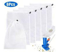 Shein Set de 6 bolsas de malla reemplazables para aspiradora de piscina con cordón de bloqueo, reutilizables y lavables para aspirar hojas en piscinas, esta